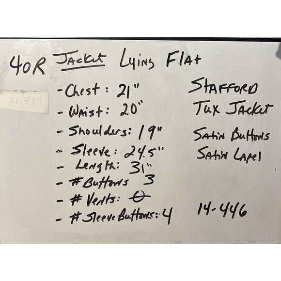 Stafford Tuxedo Jacket 40R Mens Black Suit Coat Jacket Only - Picture 8 of 14